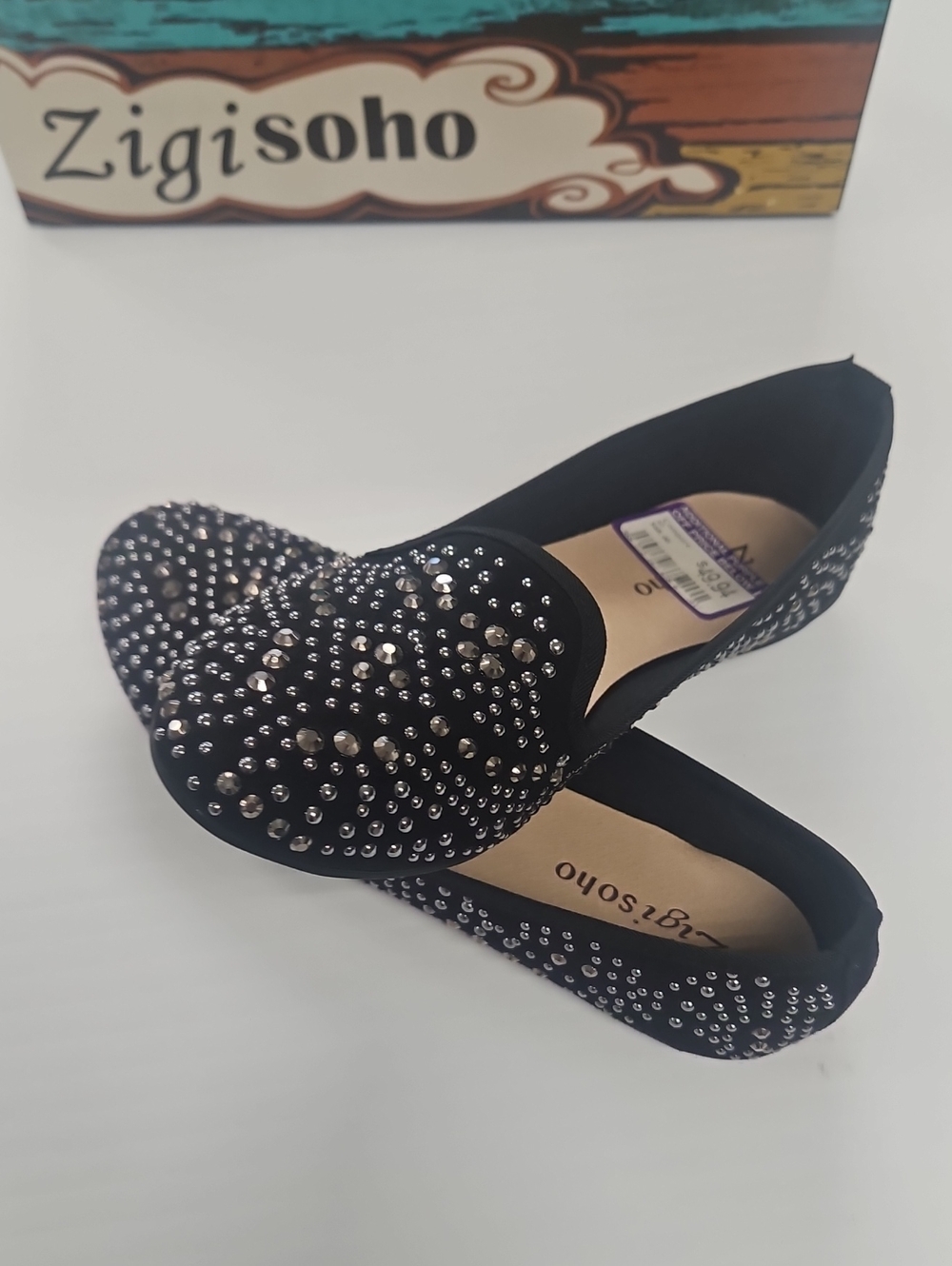 Zigi Soho Black Studded Slip-On Flats